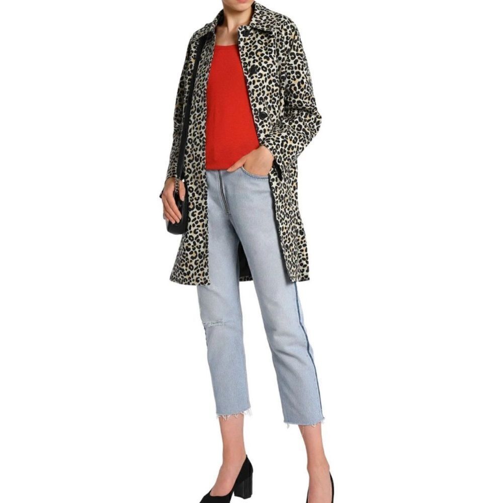 Maje Guillaume Leopard Print Belted Coat.Size 40
